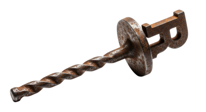 Rusted Metal Branding Iron with Letter R Isolated PNG Cutout Transparent