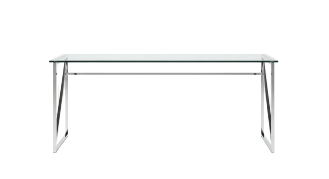 Modern Glass Top Desk with Metal Frame Isolated PNG Cutout Transparent