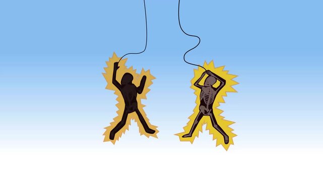 Danger of Electrocution and High Voltage Electric Shock Accident cartoon animation.