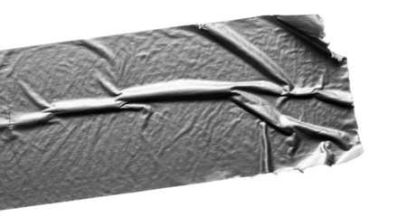 Piece of Wrinkled Silver Duct Tape Isolated PNG Cutout Transparent