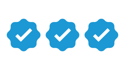 Set of blue verified badge icons vector illustration for social media profile isolated on white background