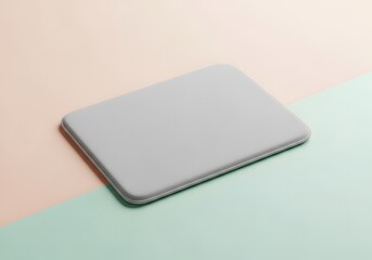 Modern minimalist gray rectangular case on a dual-tone pastel background