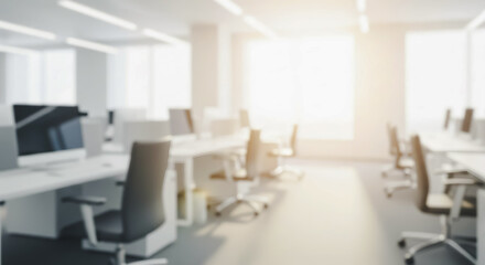 明るくぼかされたモダンオフィスと太陽光