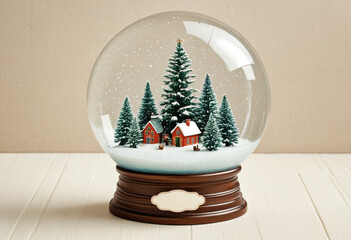 Vintage glass snow globe with a tiny winter scene inside