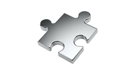 Fototapeta premium Single Silver Metallic Puzzle Piece, Isolated on White