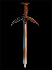 Weapon concept art. Fantasy sword. Fantasy illustration. Fire and ice. Dark background, contrasting lighting. Dragons. © NIVAELITH 