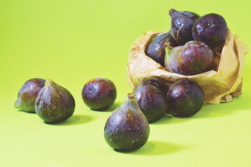 fresh figs on a green background