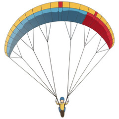 Obraz premium person paragliding in mid air with colorful canopy and helmet