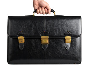  Hand Gripping Handle of Classic Black Executive Case with Golden Details