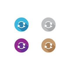Four Colored Sync Arrows Icons Set in Circular Badges on Black Background
