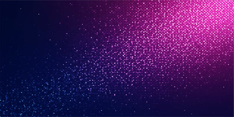 Abstract background with sparkling purple and pink glitter particles against a dark blue gradient © Ashraful