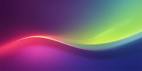 Naklejka premium Abstract glowing wave of vibrant neon colors flowing across a dark purple background with soft light effects