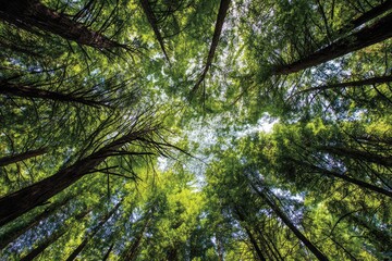 Fototapeta premium Lush forest canopy, looking upward