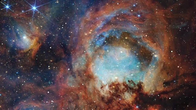 Flying Through Massive Nebula In A Beautiful Colorful Starfield In The Endless Deep Space Universe