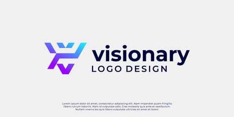 abstract letter V logo design. modern logotype V design