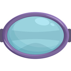 Obraz premium Close-up of cartoonish cartoon goggles with purple frame and light blue lenses isolated on white background
