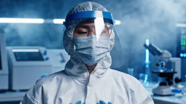 the doctor is working in the laboratory