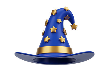A vibrant blue wizard's hat adorned with golden stars, conveying magic and enchantment.