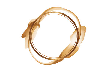 Intertwined golden ribbons swirl in a circular motion, suggesting fluidity and elegant movement.