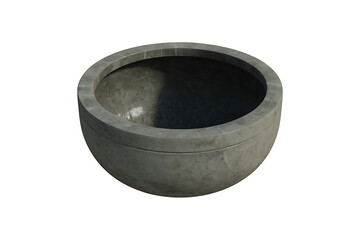 A smooth, gray stone bowl sits centered, its dark interior creating a sense of depth.