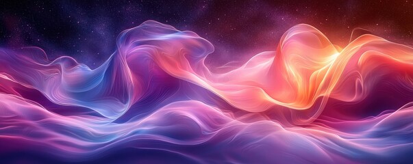 Vivid abstract colorful waves illustration with glowing texture and dreamy atmosphere