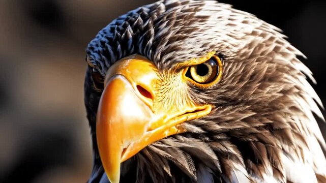 An ultra-high-definition 4K extreme close-up portrait of a magnificent eagle, rendered with stunning clarity. 