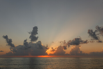 A Stunning Sunset Over Beautiful and Calm Ocean Waters near Batumi