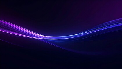 Fototapeta premium Luminous blue and purple light waves flow elegantly across a dark, futuristic background