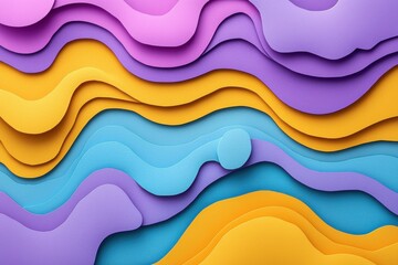 Obraz premium Vibrant abstract design with overlapping purple, yellow, and blue paper layers