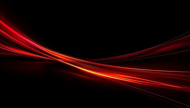 Luminous red and gold light trails flow with dynamic energy across a deep black background