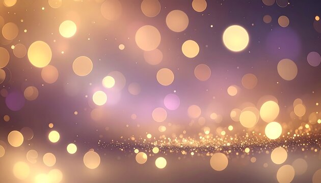 Bokeh lights create an ethereal, glowing effect, with gold and purple hues blending into a soft, dreamlike background