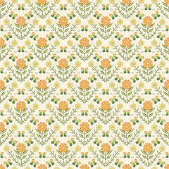 Abstract Flower Repeat Patterns with Earth Color