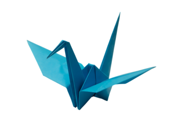 origami paper crane isolated on transparent background