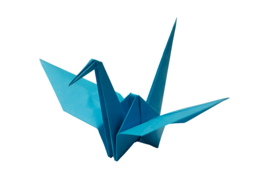 origami paper crane isolated on transparent background