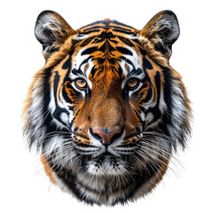 Majestic frontal view portrait of a Bengal tiger, facing forward