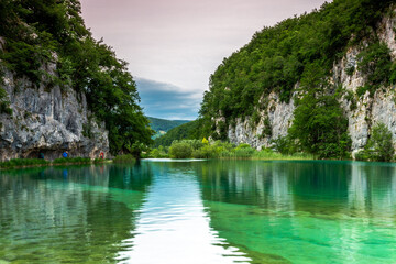 Landscape View Of The Beautiful Plitvice Lakes National Park , Croatia