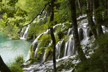 Landscape View Of The Beautiful Plitvice Lakes National Park , Croatia