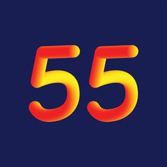 Number 55 with fiery gradient on dark blue background