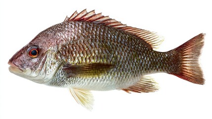 Fototapeta premium Fish Southern Sheeps Head Isolated in Sharp Definition on White Background