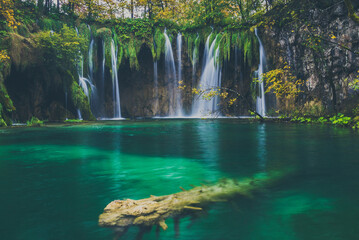 Landscape View Of The Beautiful Plitvice Lakes National Park , Croatia
