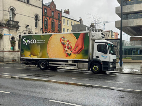 Dublin, Ireland - October 20, 2025: Sysco Ireland delivery truck by the side of the road.