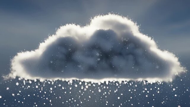 A single cloud raining against a blue sky symbolizing weather and atmospheric conditions.the video is relevant
