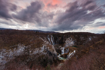 Landscape View Of The Beautiful Plitvice Lakes National Park , Croatia
