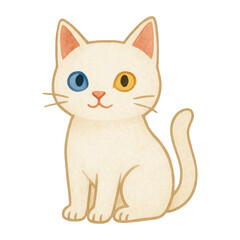 Obraz premium PNG Cute cat with heterochromia illustration.