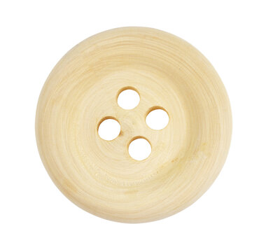 Big wooden button isolated on white or transparent background