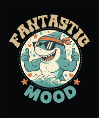 Fantastic Mood Cool Shark Retro Summer Vibes T-Shirt