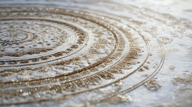Sacred Mandala Circle with Intricate Powder Design.