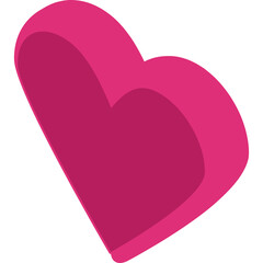 A Stylized Pink Heart Shape with a Subtle 3D Effect on a Transparent Background