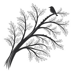 Silhouette of a bird perched on a branch
