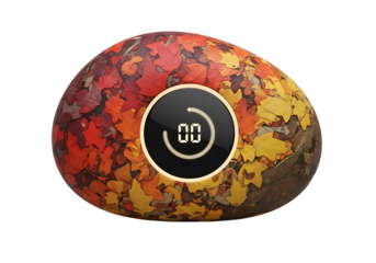 Abstract colorful stone with glowing audio visualizer effect isolated on transparent background